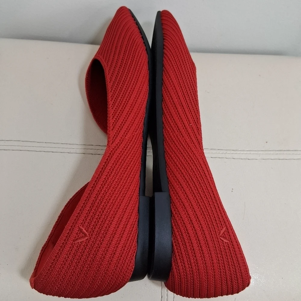 Vivaia Melia Pointed-Toe Striped Bellet Flat In Ruby Size 9.5 NWOT